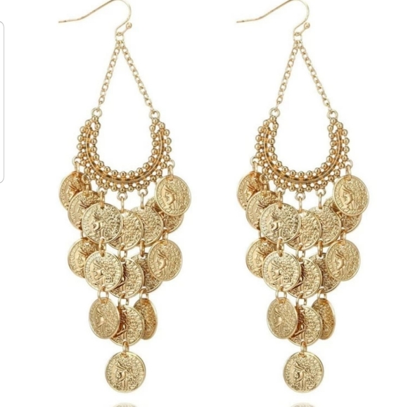 *Jessica* Coin Chandelier Earrings - Picture 3 of 4